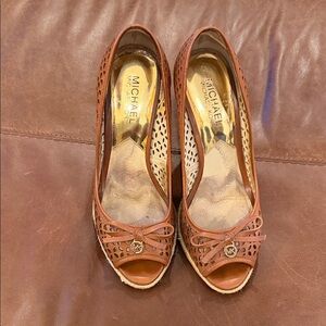 Michael Kors Tan Peep Toe Heels